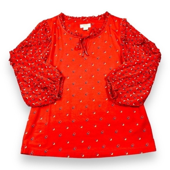 Anthropologie MAEVE Jacquin Lace Sleeve Top - Picture 2 of 13